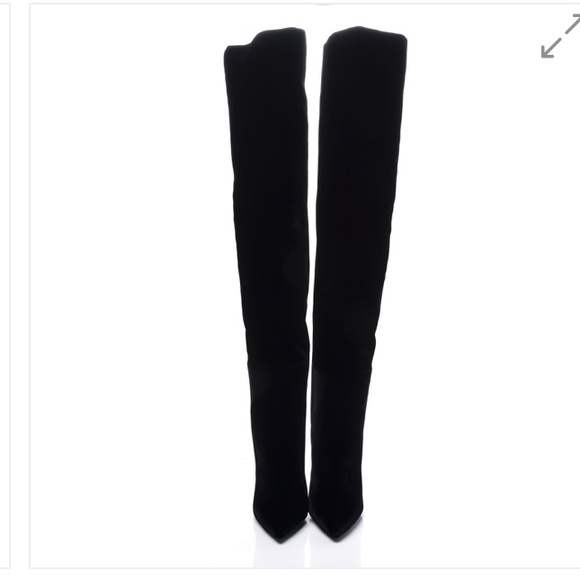 YSL Saint Laurent Niki Thigh High Boots Velvet 37 - Picture 3 of 7